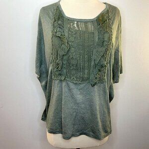 BLOSSUN Women's Dusty Green Light Sweater with Crochet - Size Small - NWT